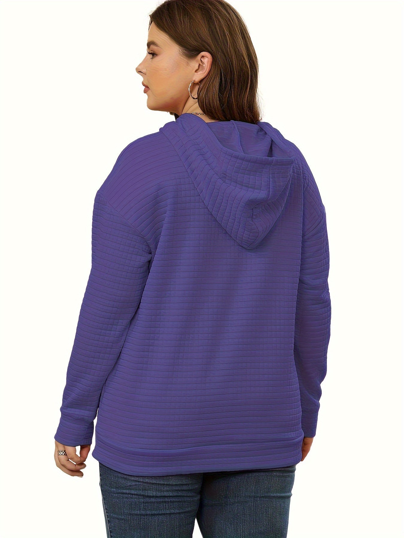 Women's Plus Size Hoodies Casual Long Sleeve Sweatshirts Drawstring Pullover Tops With Pocket