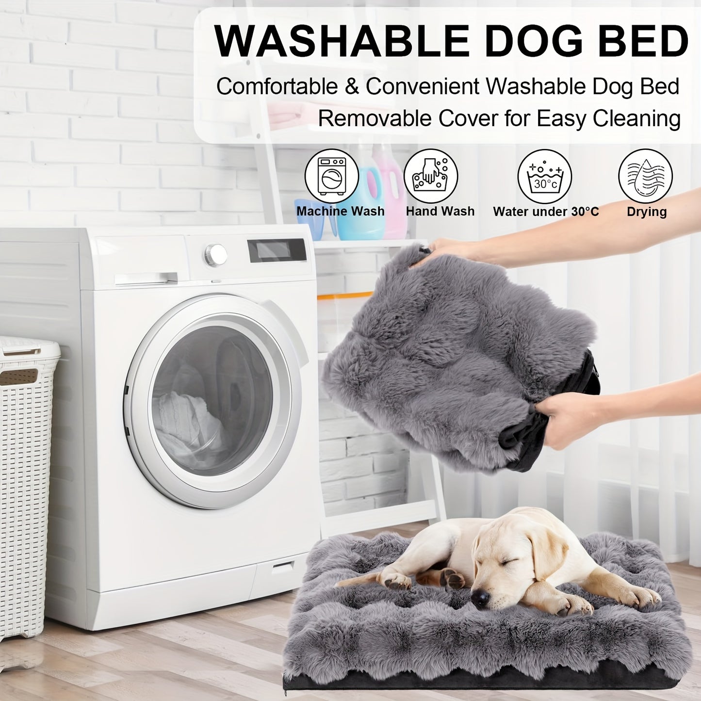 Dog Bed for Extra Large Dogs Orthopedic Dog Bed Soft Plush Faux Fur Fluffy Dog Mat with Removable Washable Cover