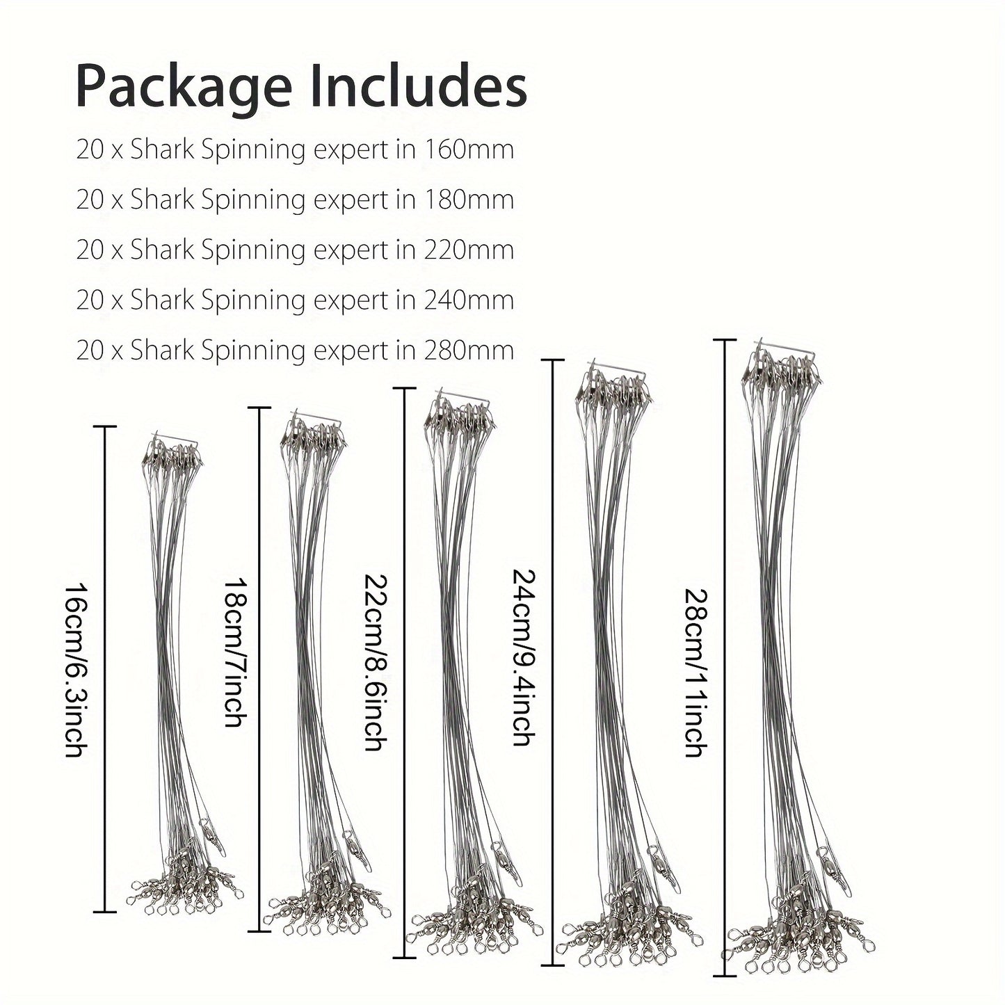 100pcs Stainless Steel Fishing Leaders, Durable & Tangle-Free
