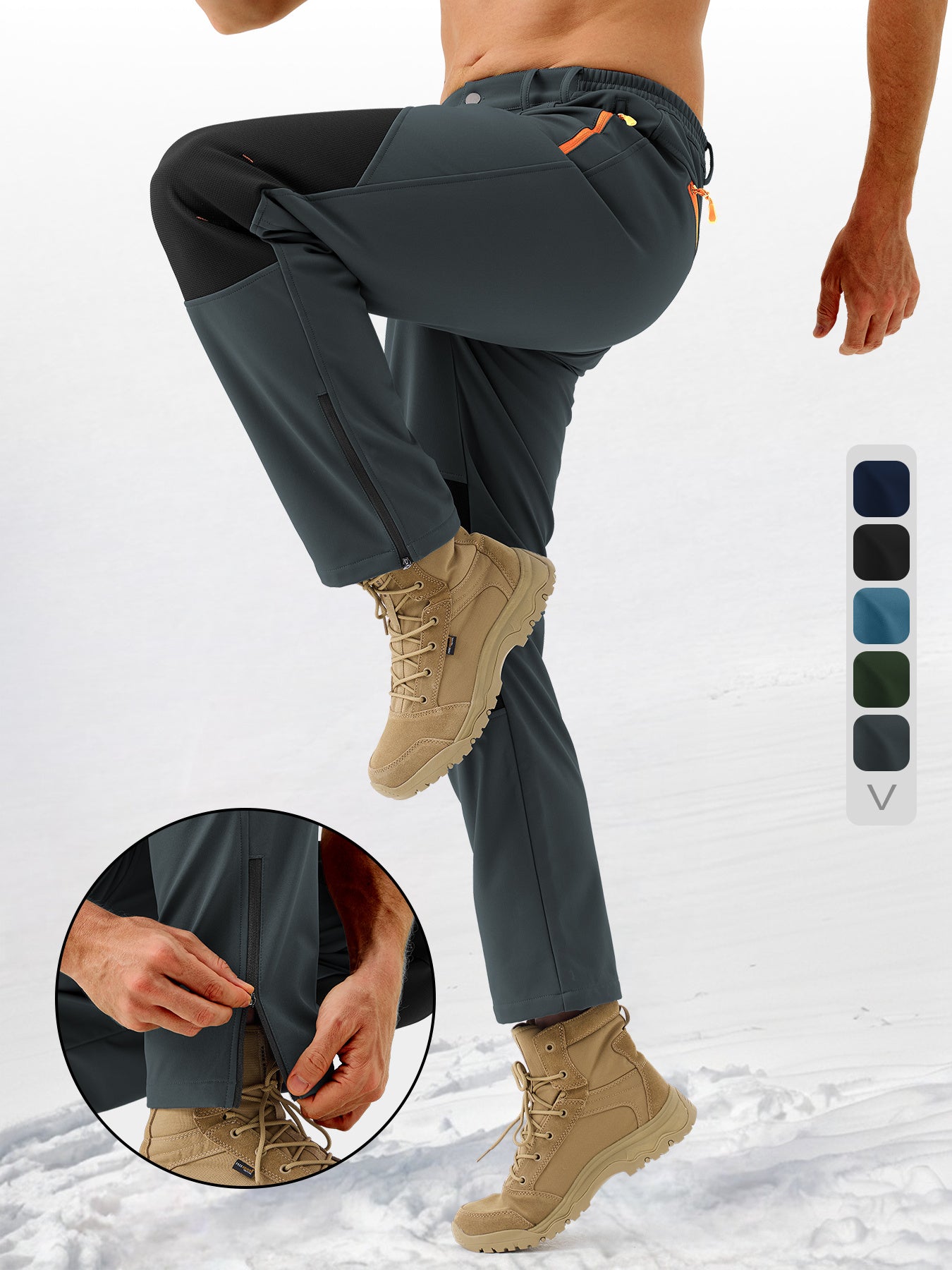 Pants Fleece Lined for Warmth Outdoor Hiking Zipper Bottom Leg Ideal for Winter Sports