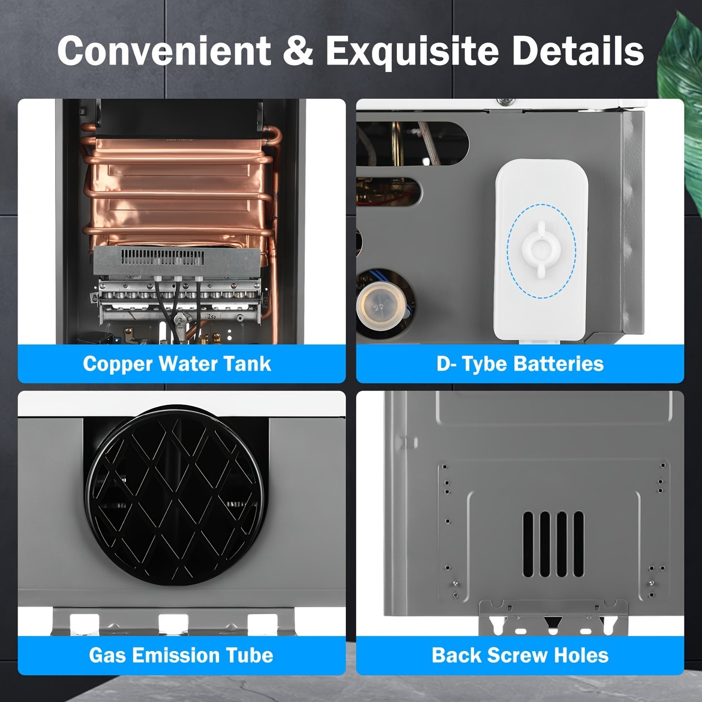 8L Tankless Propane Water Heater with Digital Display - Wall-Mounted