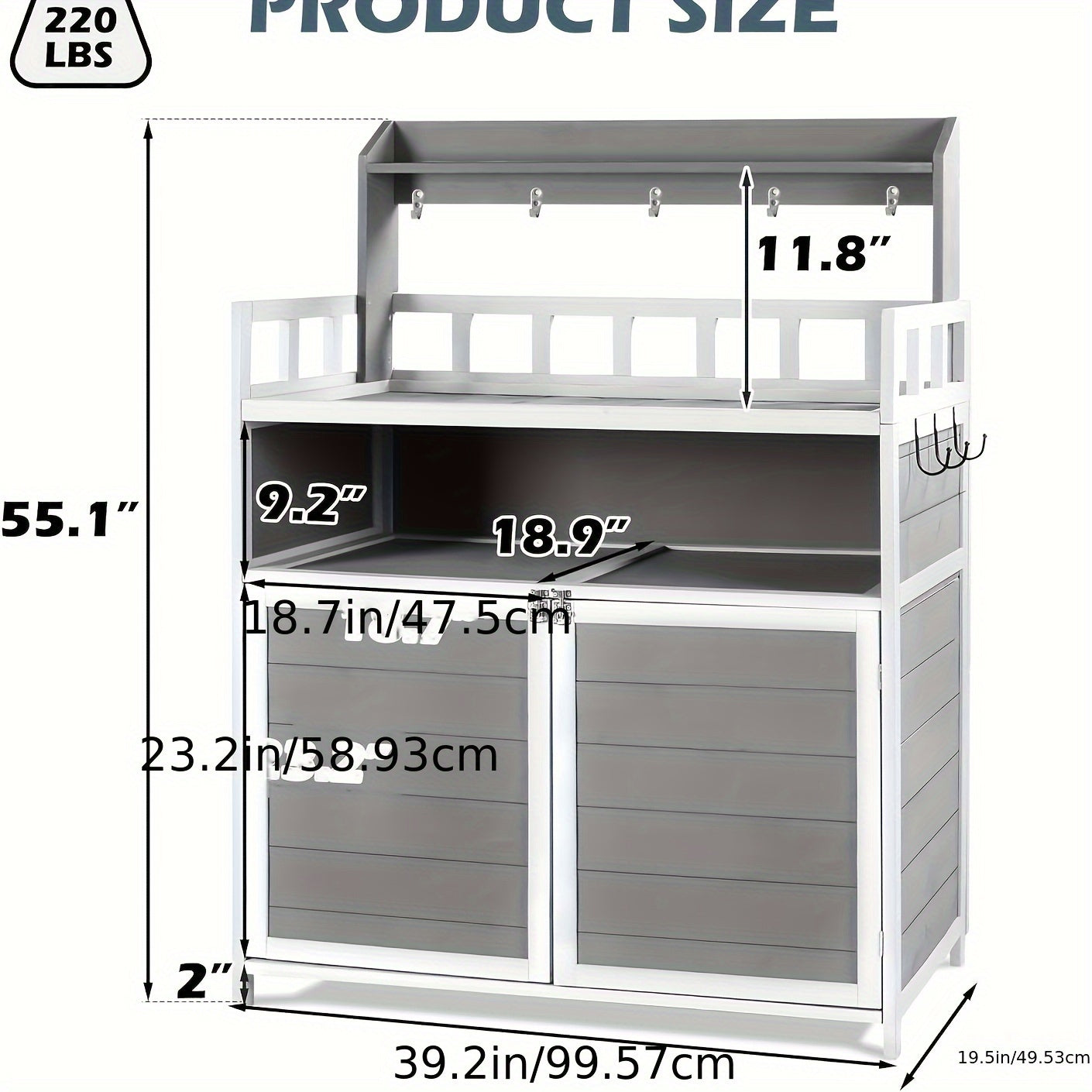 Outdoor Potting Bench, Outdoor Planting Workbench Table Wooden Storage Plant Table Cabinet Gardening Table For Patio,