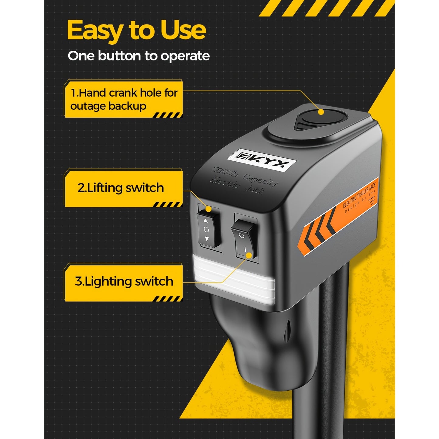 Electric Trailer Jack To 5000LBs, Power Tongue Jack, 9.84"-33.85" Electric Tongue Jack Waterproof, With 12V DC Hard Wiring