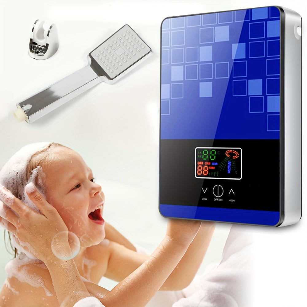 Tankless Electric Water Heater with Precise Temperature Control & Safety Protections - Large LED Display, Adjustable Flow, Overheat Auto Shutdown