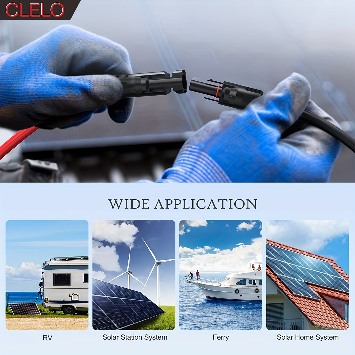 14AWG Solar Panel Extension Cable Set - 30FT & 40FT Options