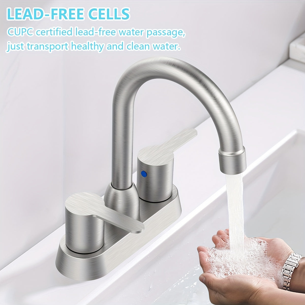 4-Inch Stainless Steel RV Faucet - Hot & Cold Water, Sleek Design