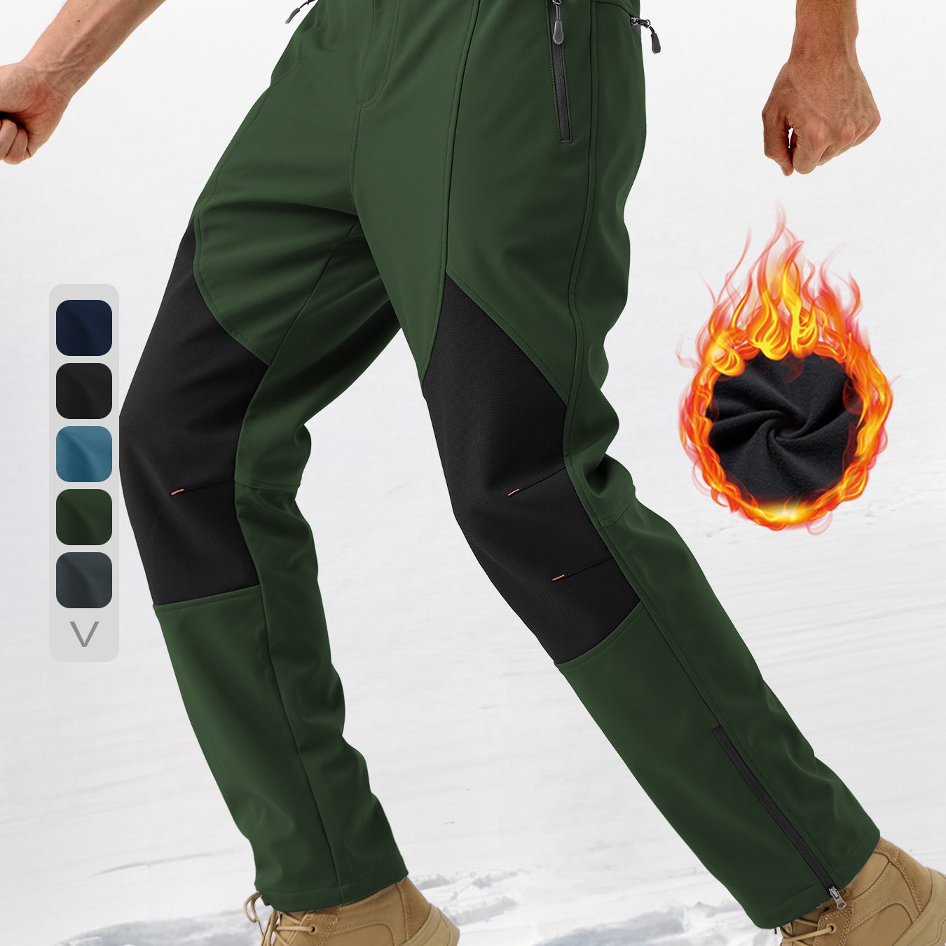 Pants Fleece Lined for Warmth Outdoor Hiking Zipper Bottom Leg Ideal for Winter Sports