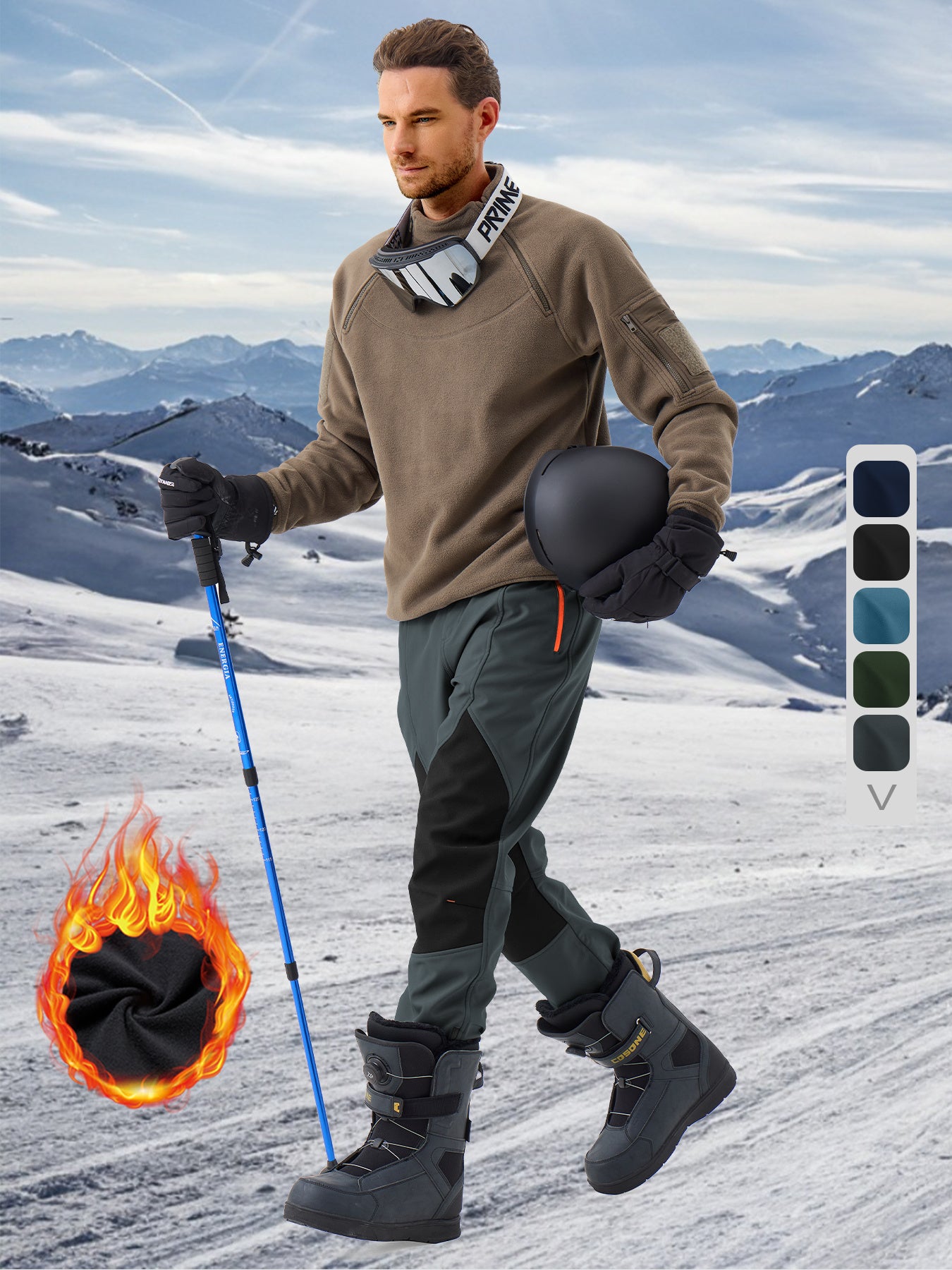 Pants Fleece Lined for Warmth Outdoor Hiking Zipper Bottom Leg Ideal for Winter Sports