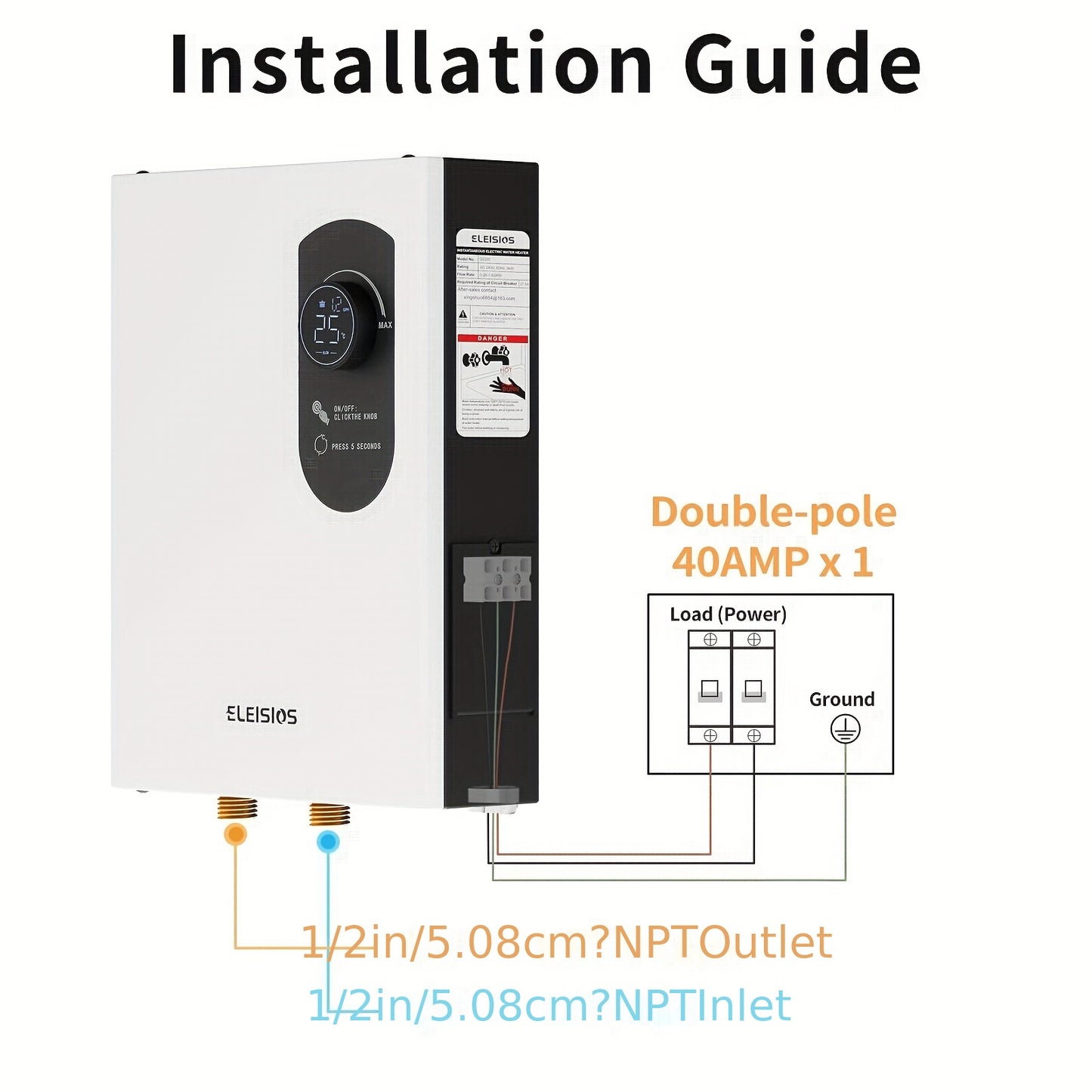 Tankless Water Heater Electric, 240V 9kW Instant Hot Water Heater, Water Heater Electric With LED Display,