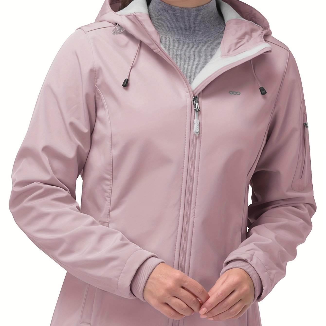 Women's Long Sleeves Outdoor Sports Jacket, Fleece Liner Windproof With Zipper Pocket Sporty Coat