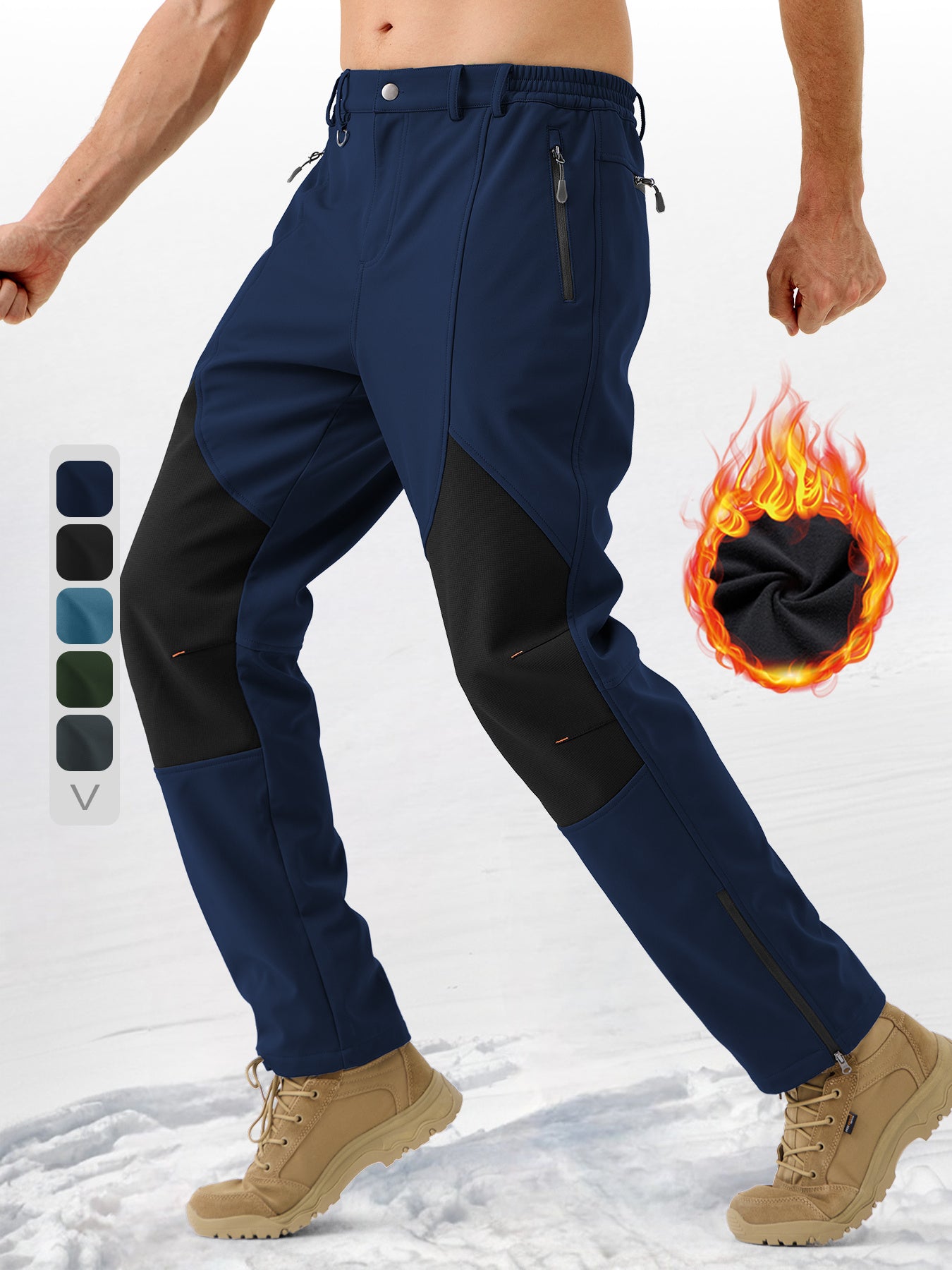 Pants Fleece Lined for Warmth Outdoor Hiking Zipper Bottom Leg Ideal for Winter Sports