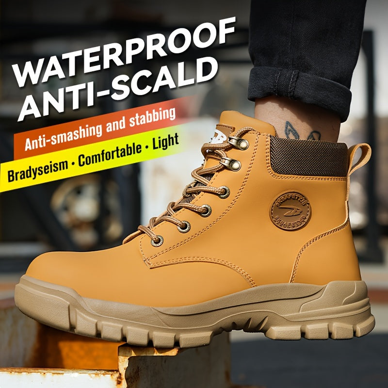 Men's Vintage High-Top Hiking Boots - Waterproof, Anti-Smashing, Comfortable & Durable