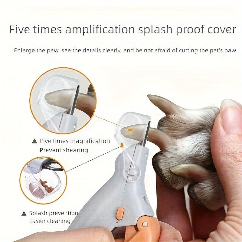 LED Light Pet Nail Clipper- Great For Trimming Cats & Dogs Nails & Claws, 5X Magnification That Doubles As A Nail Trapper