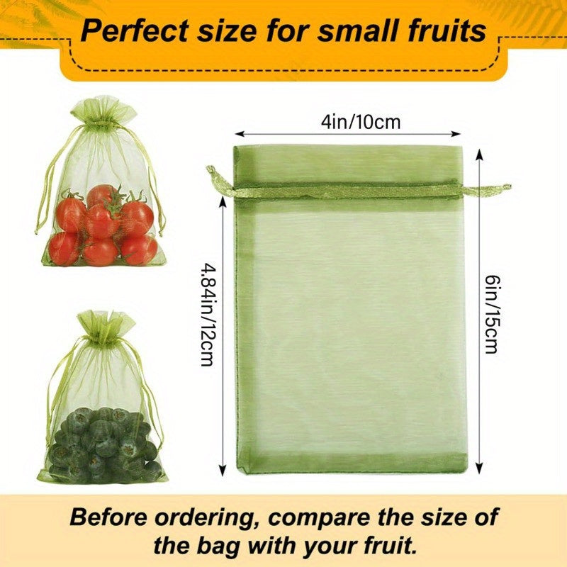 100pcs Plant Insect Protection Net Fruit Protection Bags Green Fruit Netting Bags