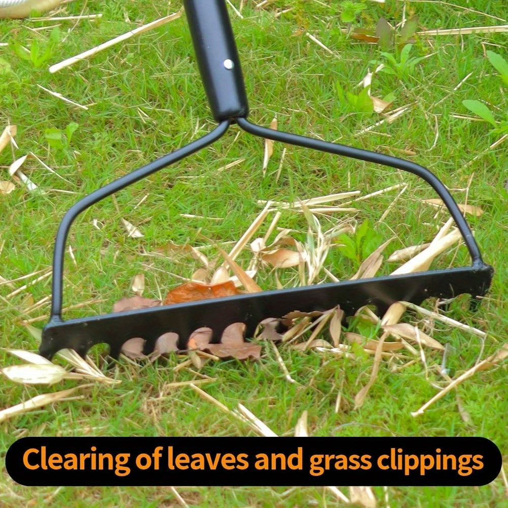 Garden Rake for Gardening, Heavy Duty Garden Rake for Lawns, 14 Tines Bow Rake with Fiberglass Handle, 58 Inches