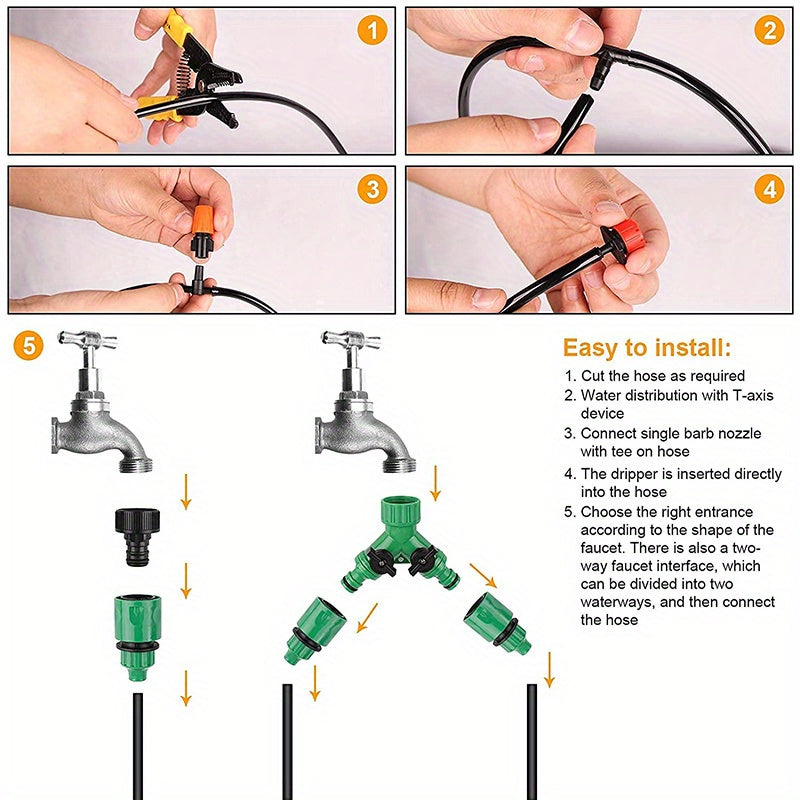 149pcs Ultimate Automatic Garden Irrigation System, 40M/130ft Drip Hose Kit with Adjustable Drippers & Spray Nozzles - Effortless Watering Control for Thriving Plants
