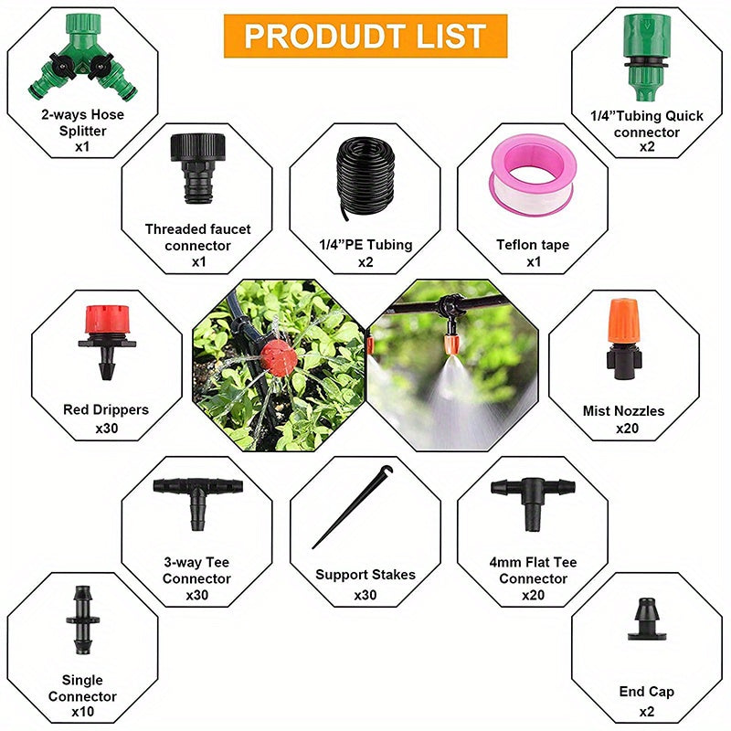 149pcs Ultimate Automatic Garden Irrigation System, 40M/130ft Drip Hose Kit with Adjustable Drippers & Spray Nozzles - Effortless Watering Control for Thriving Plants