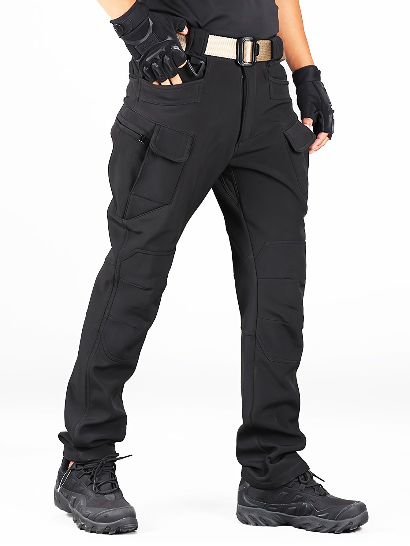Tooluck Autumn and Winter Men's Fleece Soft Shell Pants | Waterproof and Windproof