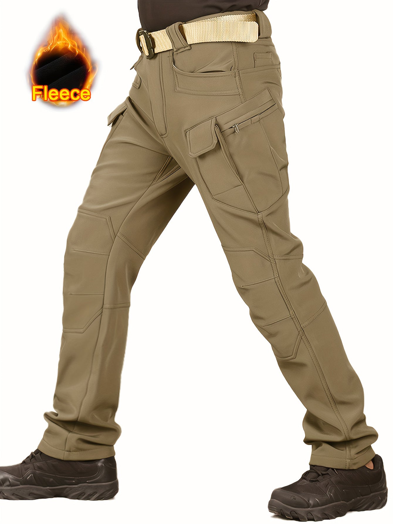 Tooluck Autumn and Winter Men's Fleece Soft Shell Pants | Waterproof and Windproof
