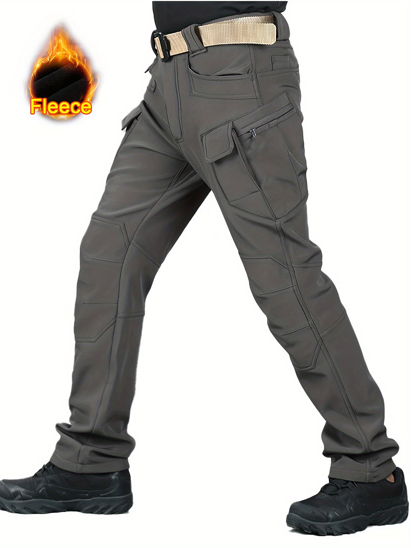 Tooluck Autumn and Winter Men's Fleece Soft Shell Pants | Waterproof and Windproof