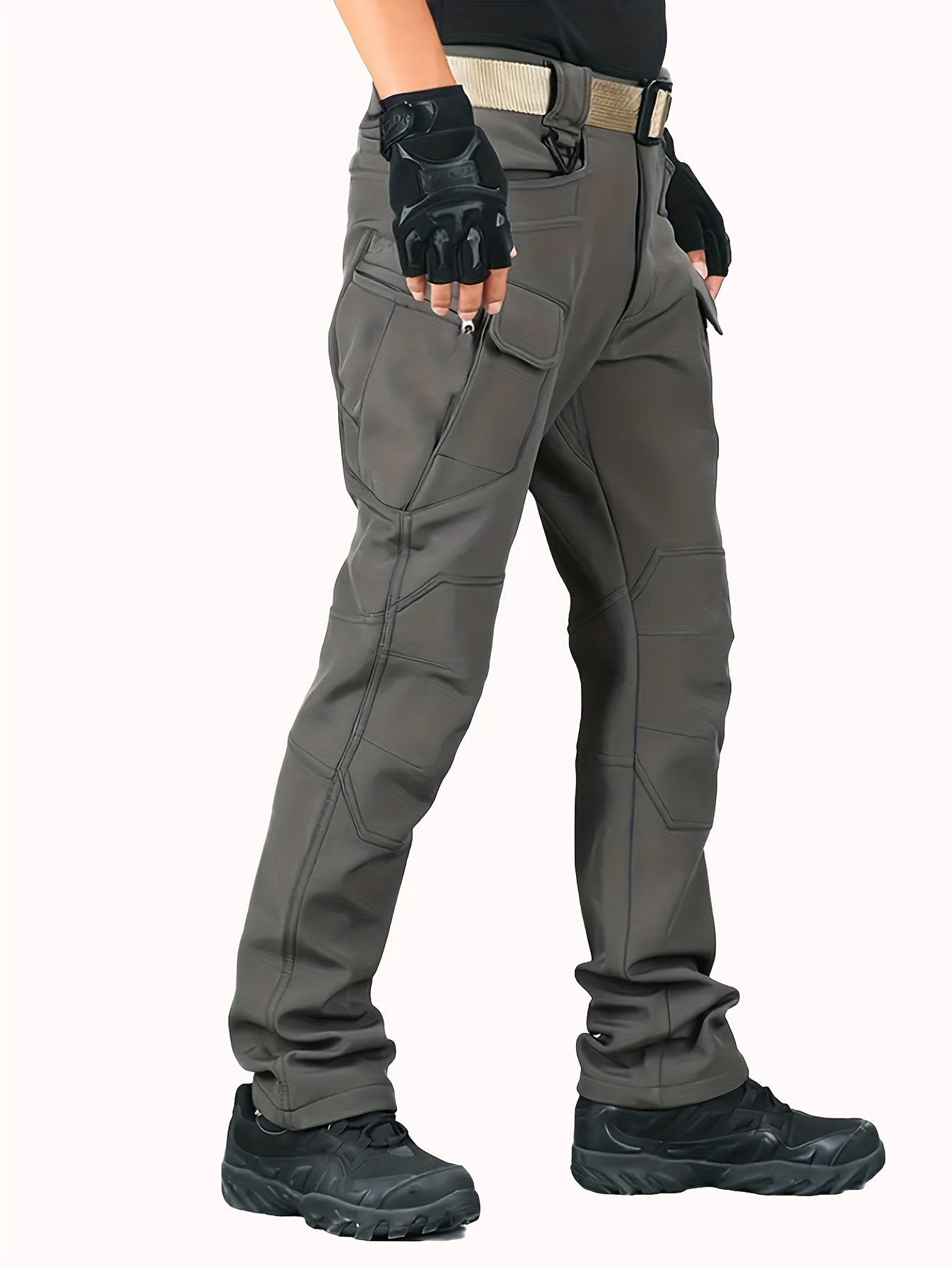 Tooluck Autumn and Winter Men's Fleece Soft Shell Pants | Waterproof and Windproof