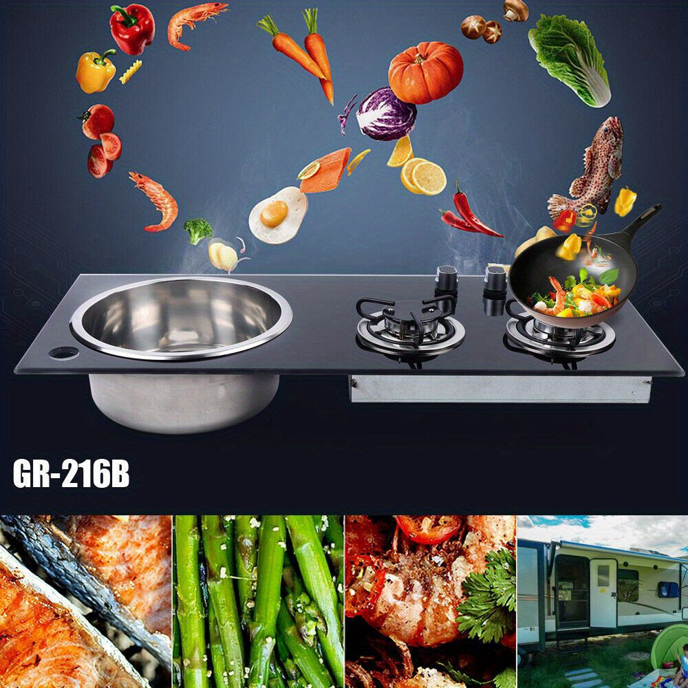 2 Burner Stove For RV. Kitchen Stainless Steel Kitchen Sink