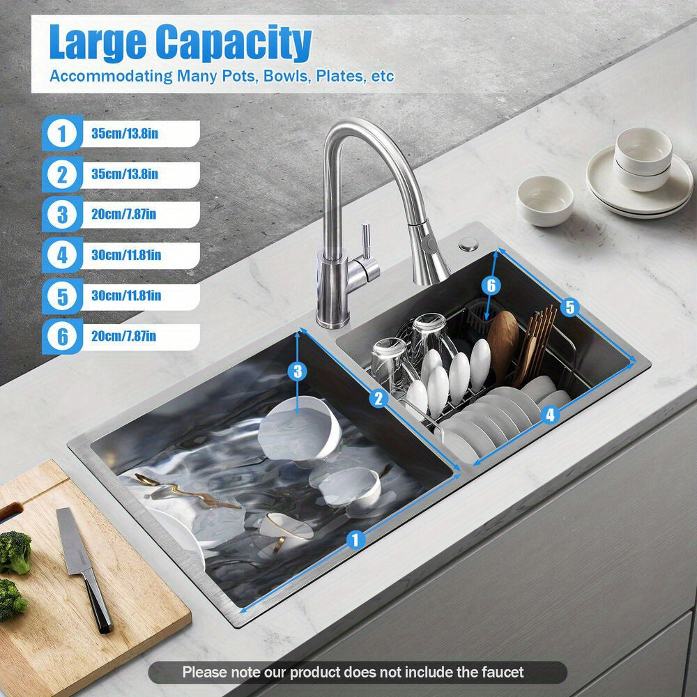 30" Drop In Kitchen Sink Top Mount Double Bowl Stainless Steel Kitchen Bar RV NEW
