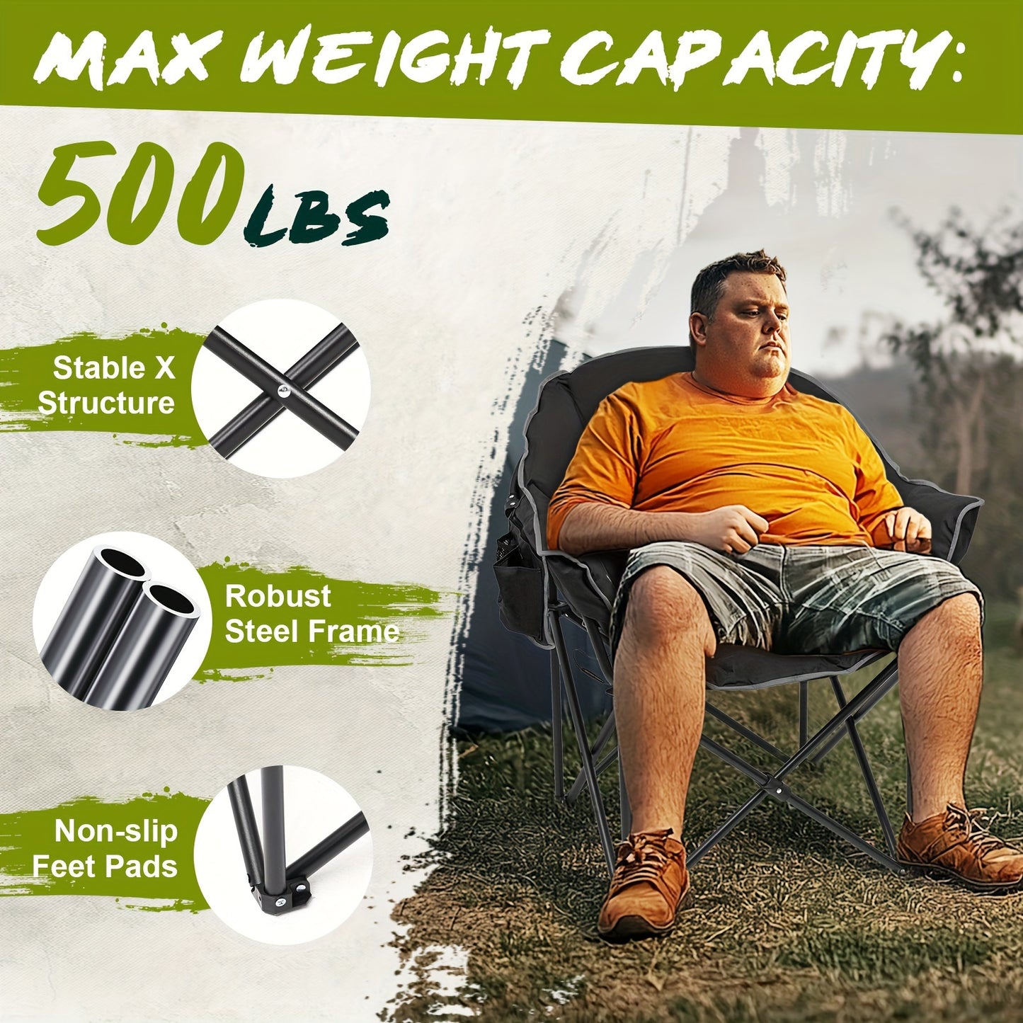 500lbs Heated Camping Chair, Portable Heated Camping Chair