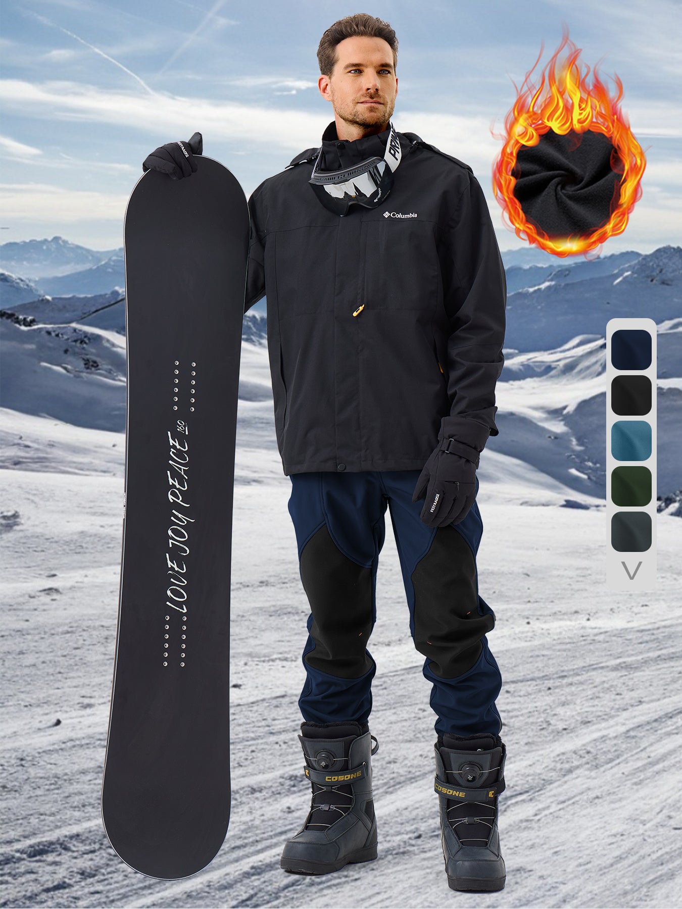 Pants Fleece Lined for Warmth Outdoor Hiking Zipper Bottom Leg Ideal for Winter Sports