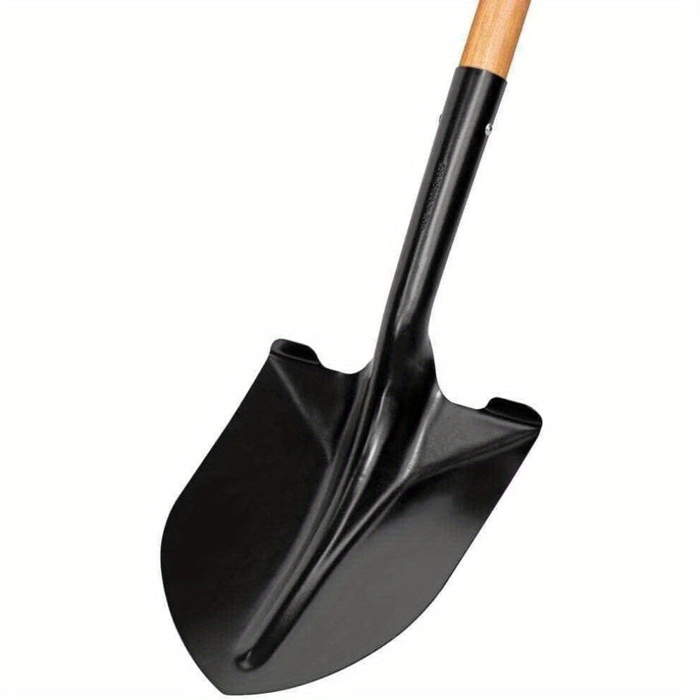 43 Inch Garden Shovel with Wooden Handle, Metal Round Head, Lightweight Hand Digging Tool