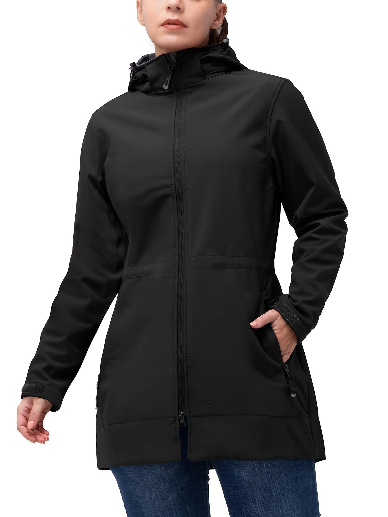 Women's Waterproof Softshell Long Rain Jacket with Hood