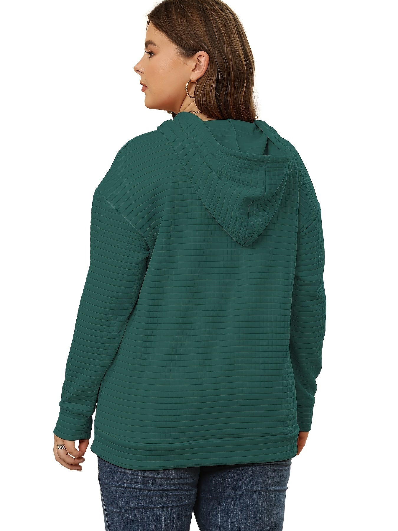 Women's Plus Size Hoodies Casual Long Sleeve Sweatshirts Drawstring Pullover Tops With Pocket