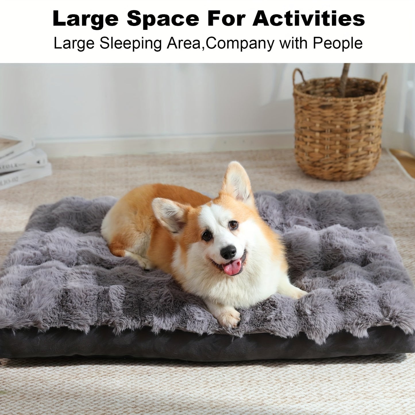 Dog Bed for Extra Large Dogs Orthopedic Dog Bed Soft Plush Faux Fur Fluffy Dog Mat with Removable Washable Cover