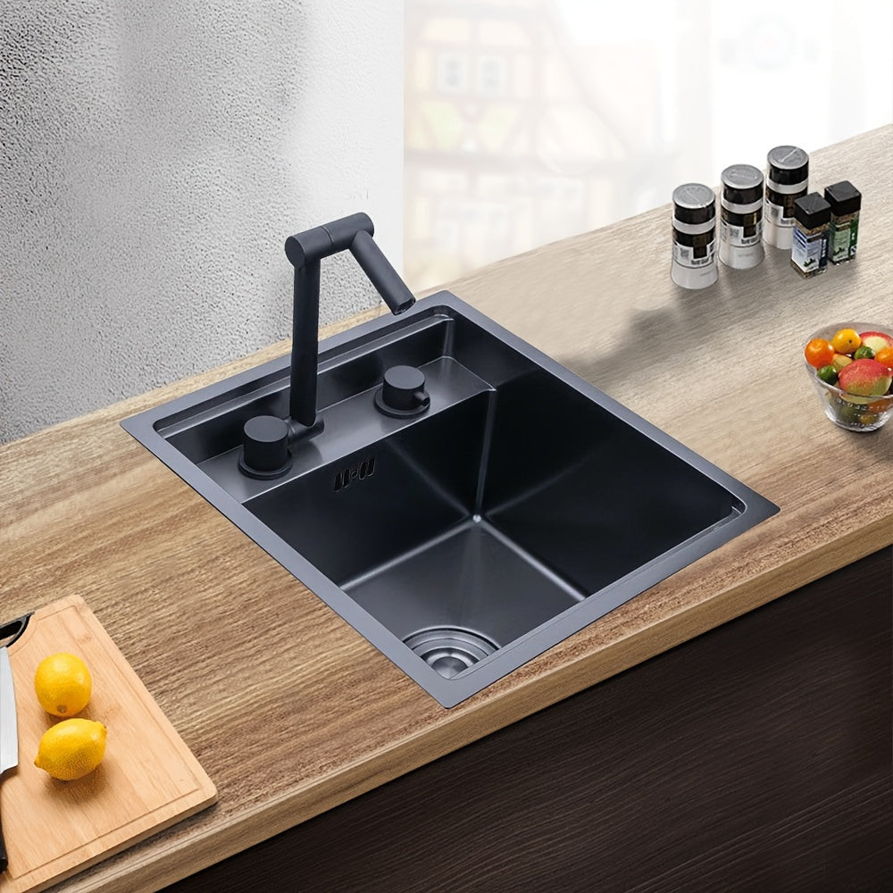 RV Kitchen Sink Bar Sink With Folding Faucet, Cover, Drain Pipe And Strainer Full Set