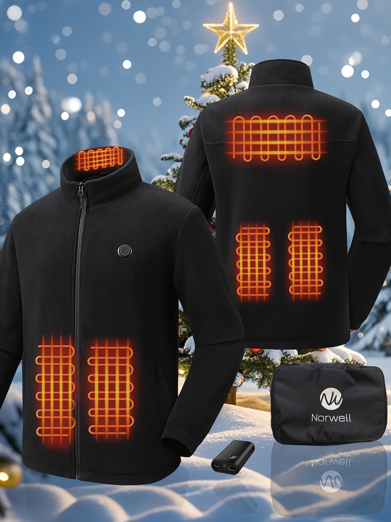 Men's Warm Heated Sport Coat Fleece Jacket, Battery Pack 7.4V Fast Heating, (with Batteries)