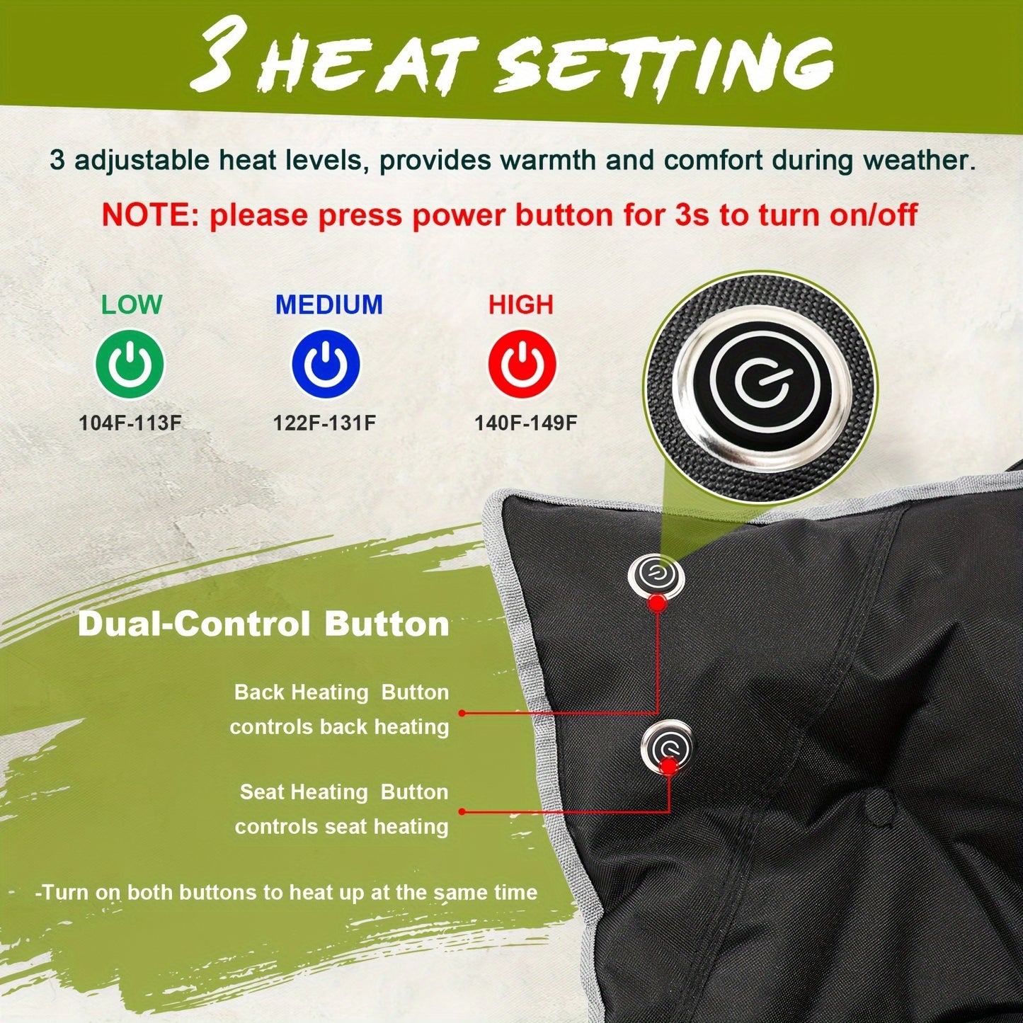 500lbs Heated Camping Chair, Portable Heated Camping Chair