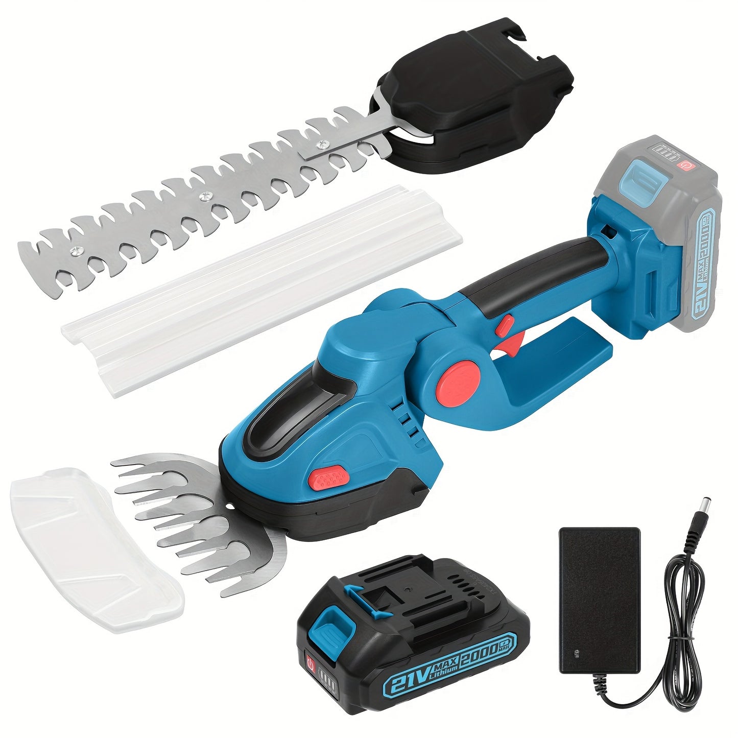 Hedge Trimmer Cordless, 2 in 1 Handheld Cordless Grass Shear with 2 Pcs Rechargeable Battery's and Charger