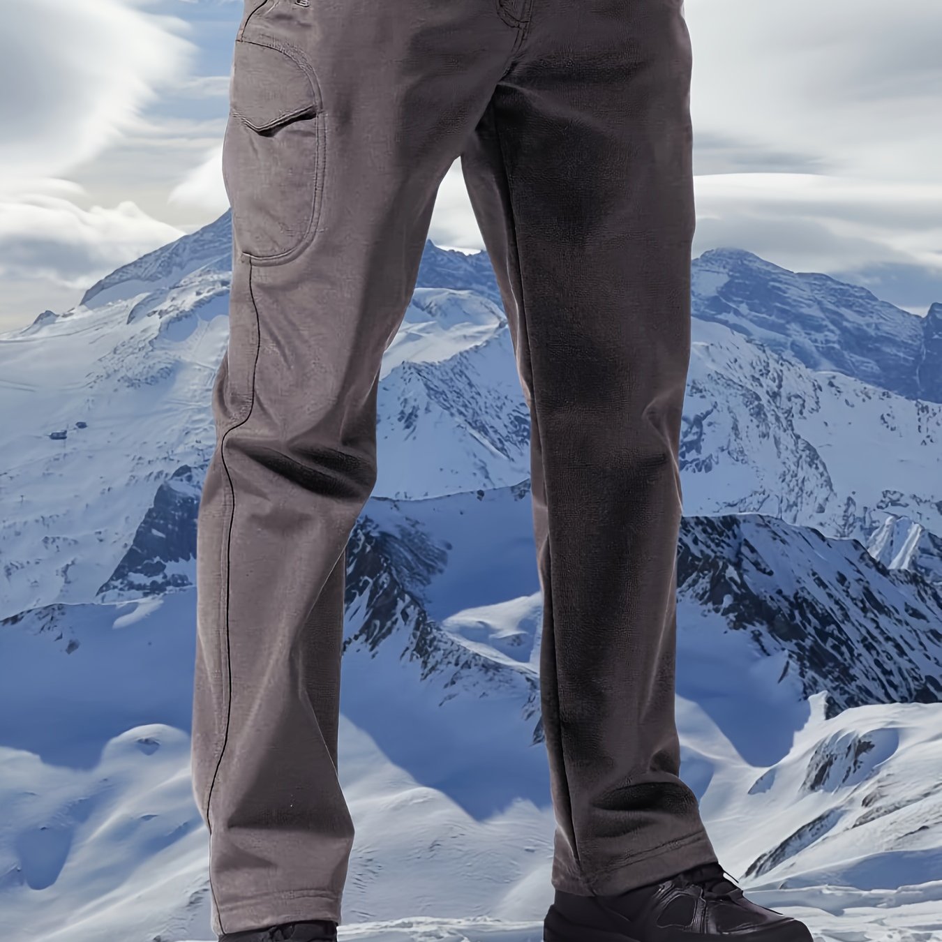 Men's Thickened Pants, Outdoor Casual Soft Shell Plush Lined