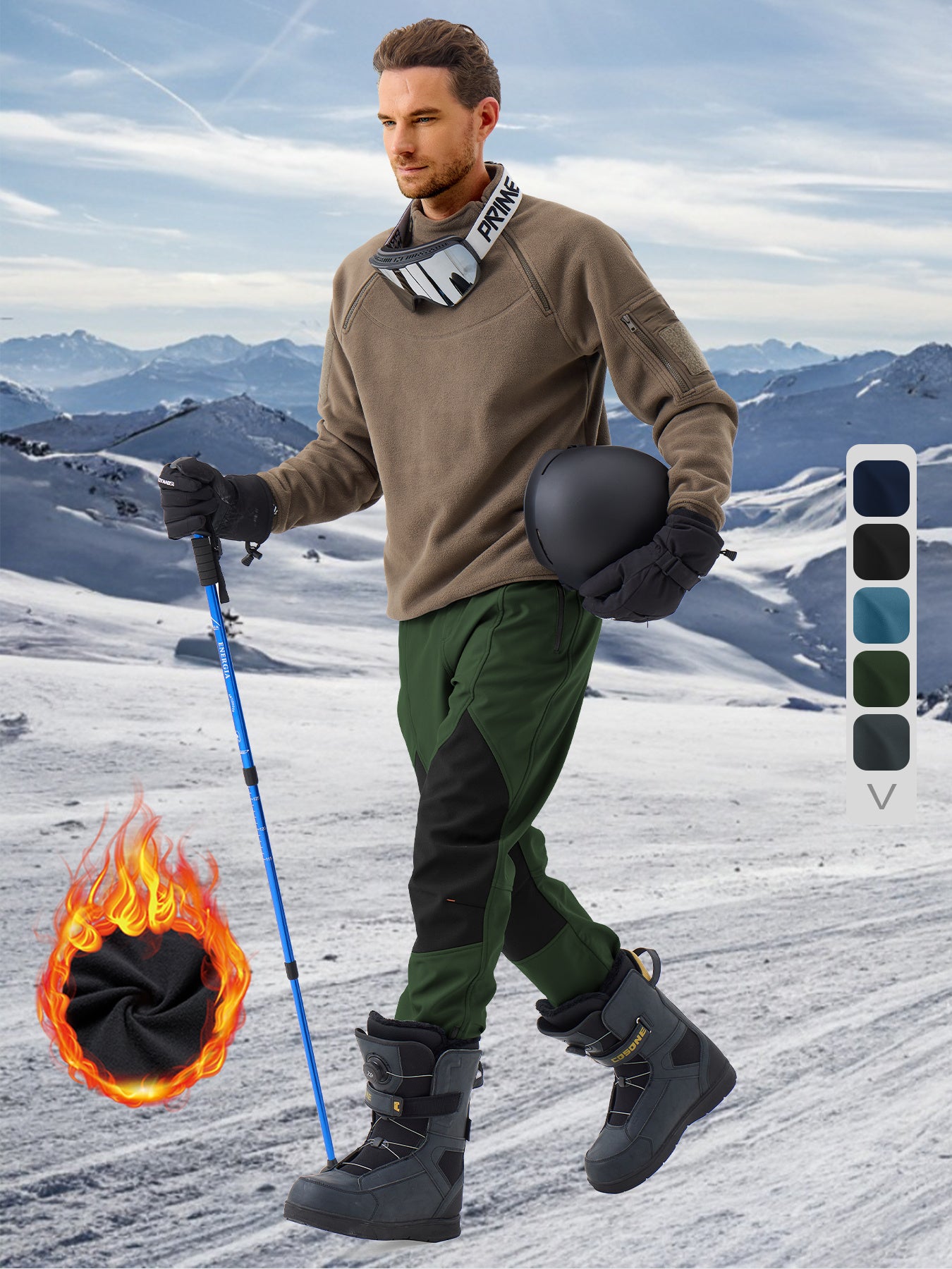 Pants Fleece Lined for Warmth Outdoor Hiking Zipper Bottom Leg Ideal for Winter Sports