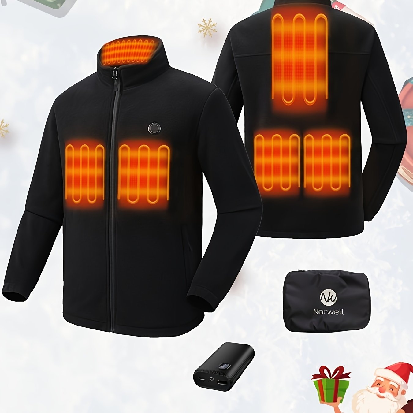 Men's Warm Heated Sport Coat Fleece Jacket, Battery Pack 7.4V Fast Heating, (with Batteries)