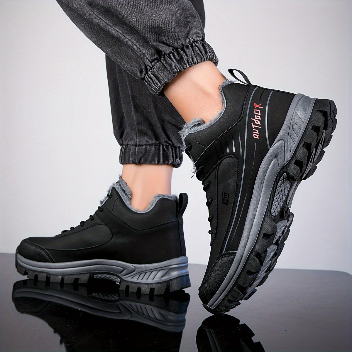 Plush-Lined Thermal Hiking Boots - Waterproof, Anti-Slip, Shock-Absorbing Casual Outdoor Shoes with Durable TPR Sole for Women