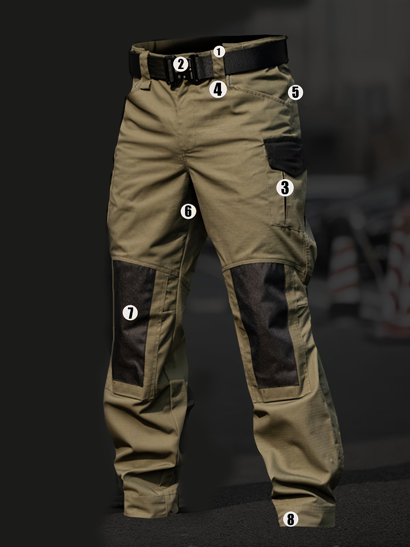 Men's straight-leg tactical trousers, They are water-repellent