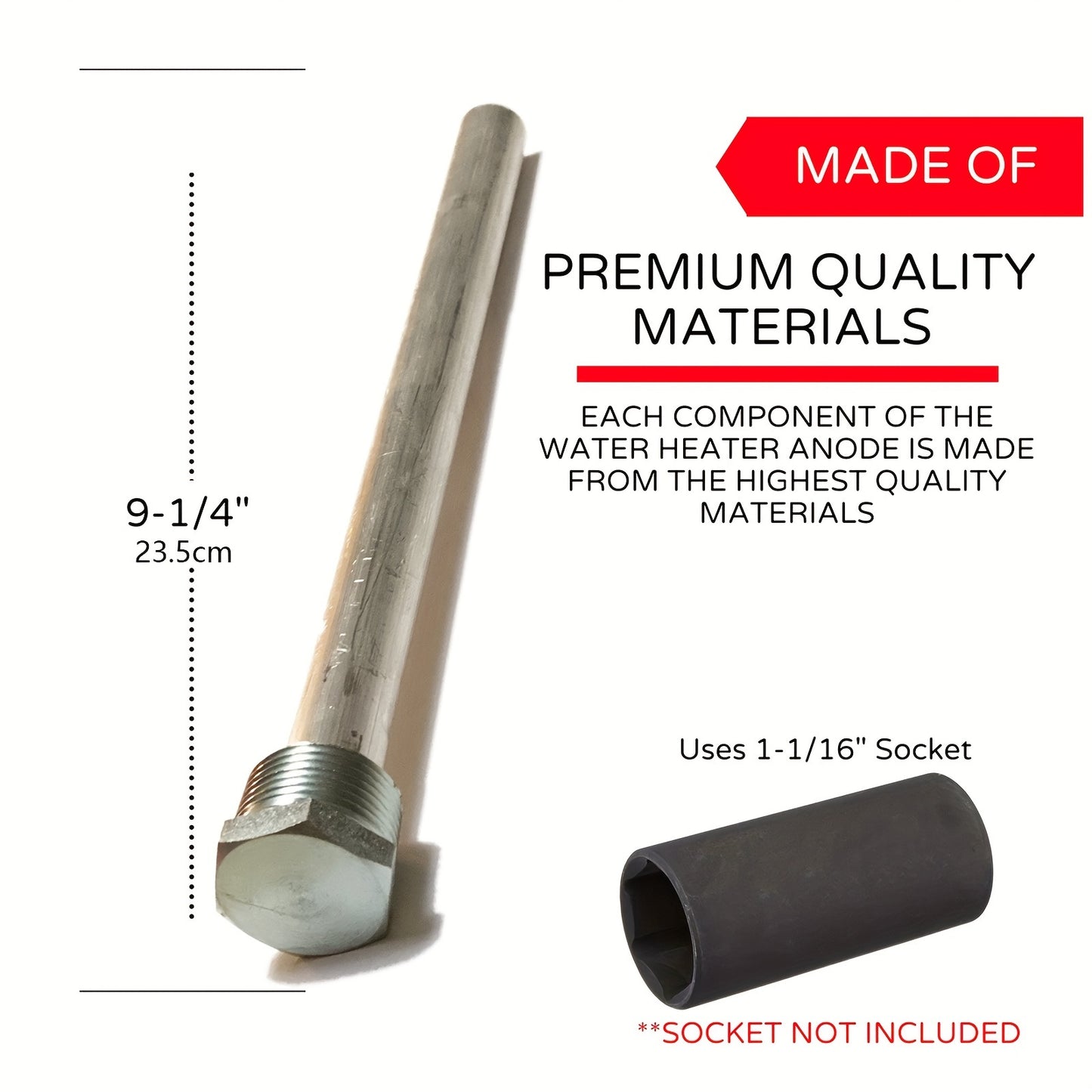 1pc Magnesium Anode Rod for Water Heater, 9.25" Long ¾" Threads, Corrosion Protection for RV