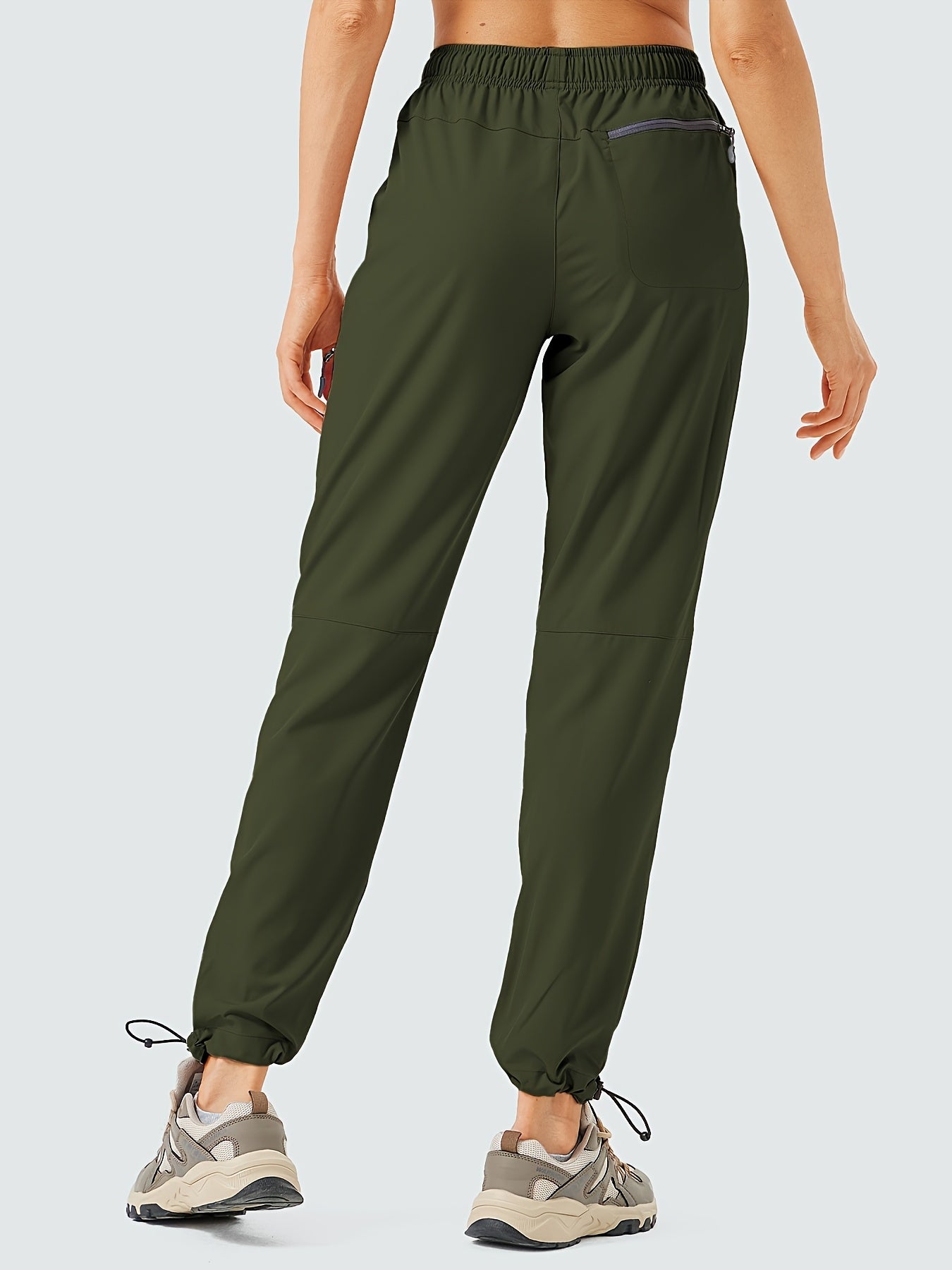 Plus Size Women's Cargo Pants, Lightweight, Quick Dry, Water Resistant, Elastic Waist, Zipper Pockets