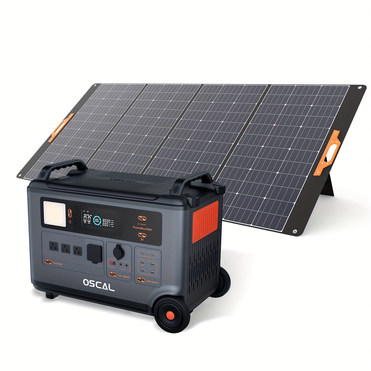 Portable Power Station 6000W(Surge 7200W) With 400W Solar Panel, 3600Wh LiFeP04 Solar Generator With 1.4H Full Charge, 5ms UPS, DC/AC Bi-Directional Inverter