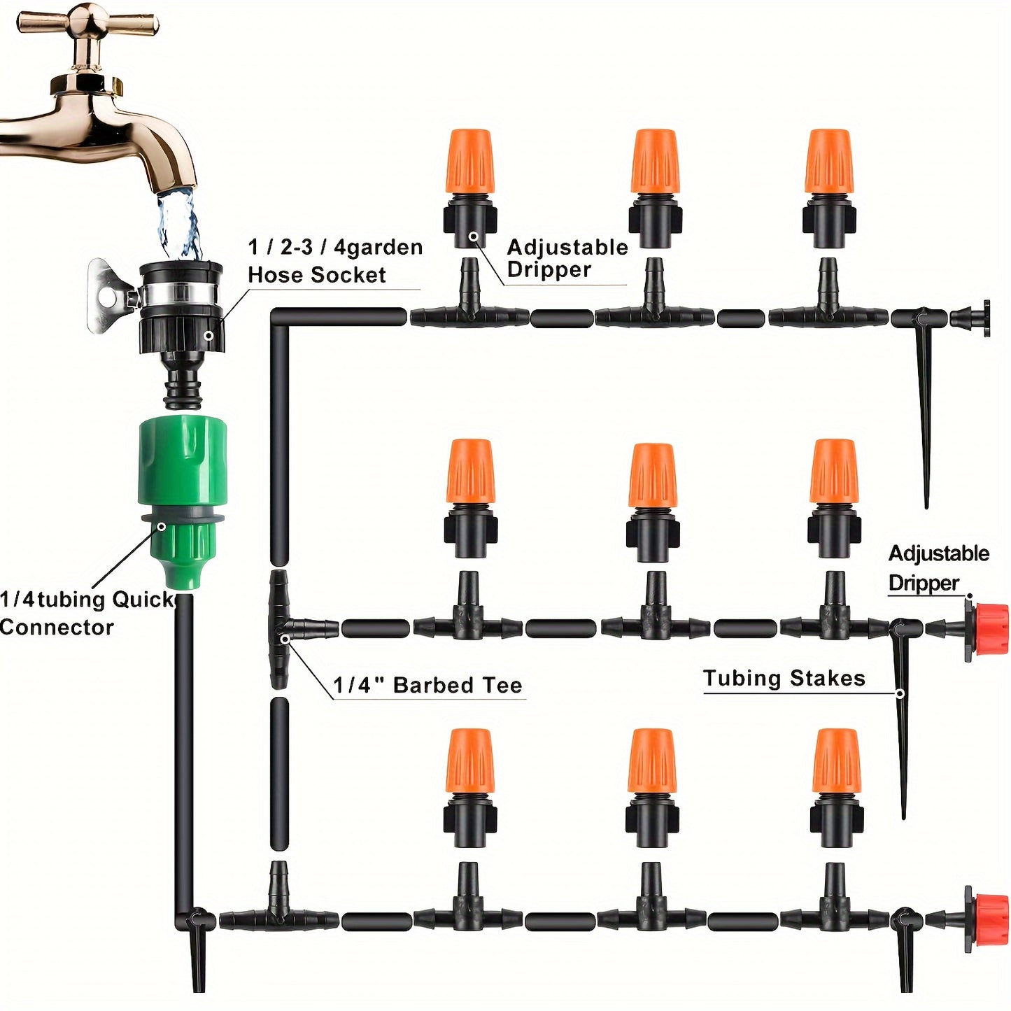 1 Set Of DIY Garden Drip Irrigation Hose, Garden Watering System