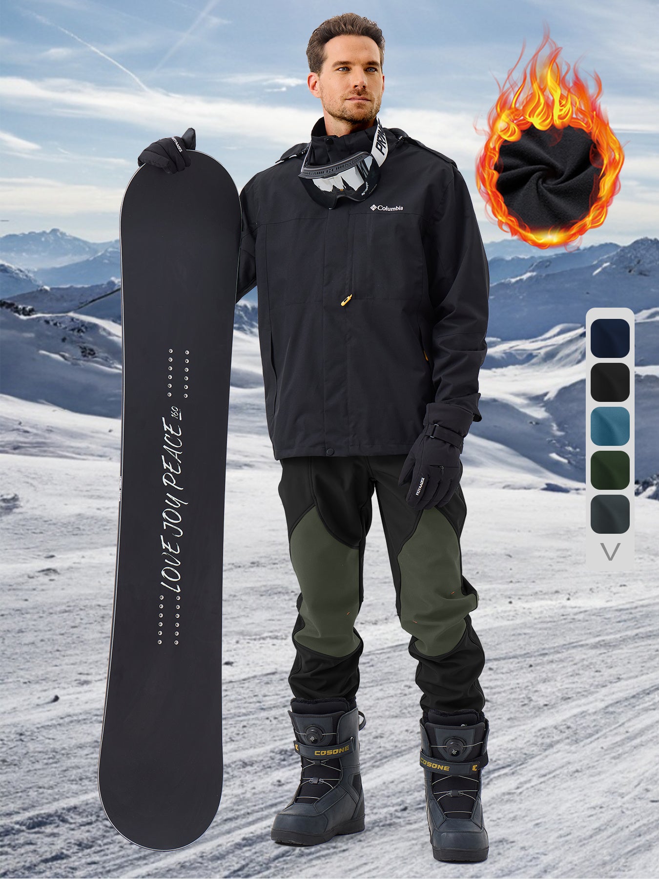 Pants Fleece Lined for Warmth Outdoor Hiking Zipper Bottom Leg Ideal for Winter Sports