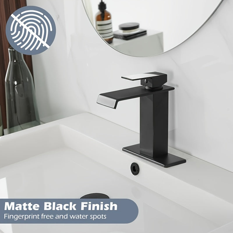 Waterfall Faucet Brass Bathroom Brushed Golden Black Basin Vanity Sink Faucets