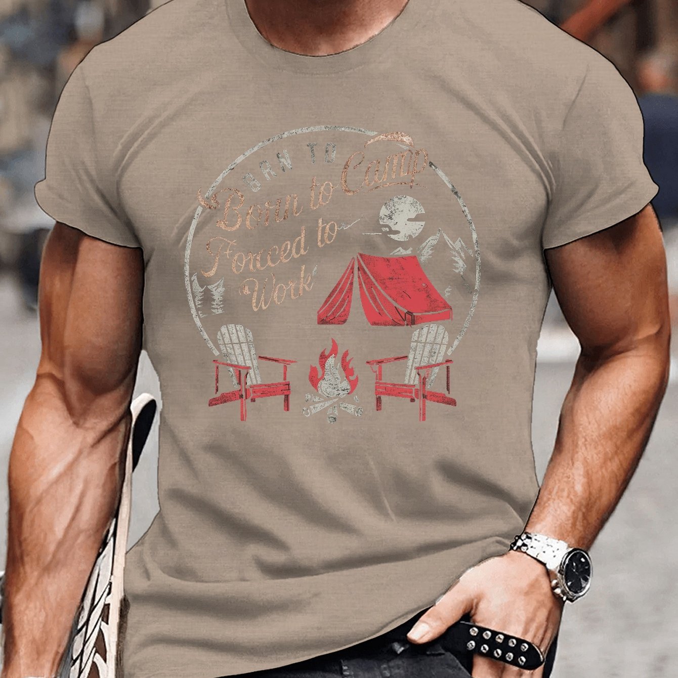 Big & Tall Men's Vintage Camping Graphic Tee - Casual Short Sleeve T-Shirt