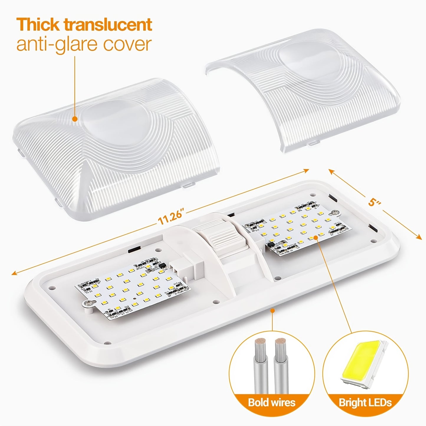 8pcs RV Interior LED Lights, 12V 1000LM Ceiling Dome Light with Switch
